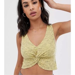 FP Movement by Free People Yellow Twist Front Crop Top